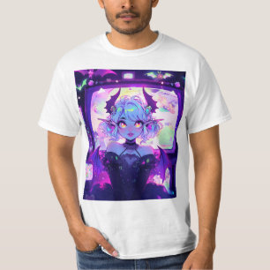 Camiseta Gótica Cyberpunk Demon Fantasy Anime Girl