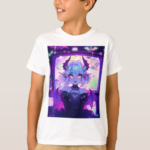 Camiseta Gótica Cyberpunk Demon Fantasy Anime Girl