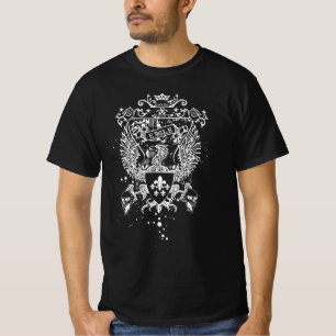 Camiseta Gótica - Emblema Herádico do Crânio Assaltado