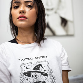 Camiseta Gótica Tarot Esqueleto Místico Celestial Celestial