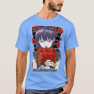Camiseta Gótico Anime Garota Gótica Rosas Estéticos Japonês
