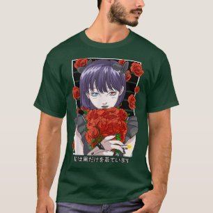 Camiseta Gótico Anime Garota Gótica Rosas Estéticos Japonês