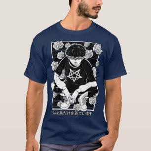 Camiseta Gótico Anime Garoto Gótico Japonês Aesético Vaporw