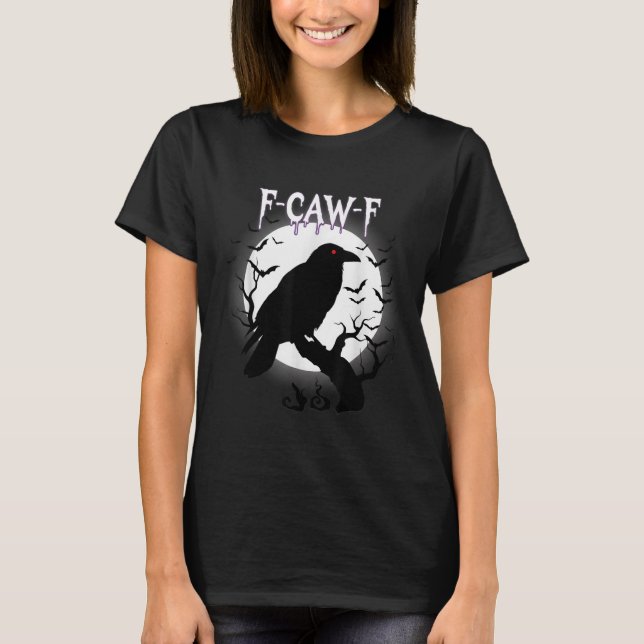 Camiseta Gótico Corvo F-caw-f Lua Tee Halloween (Frente)