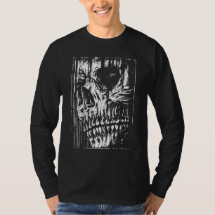 Camiseta Gótico Crânio Escuro Oculto à Mão Estética Gótica