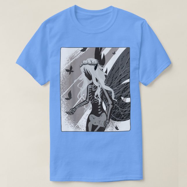 Camiseta Gótico da morte Skeleton Fada Estética Fairywave F (Frente do Design)