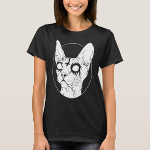 Camiseta Gótico de Gato Esfingx de Metal Negro e Presente d