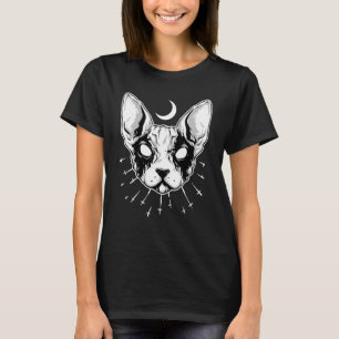 Camiseta Gótico de metal preto Ca Sphynx Cat Death Metal