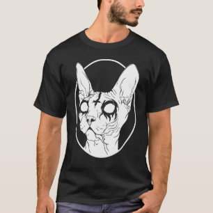 Camiseta Gótico De Pastas De Gato De Esfinge De Metal Negro