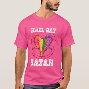 Camiseta Gótico de Satã de Gay do Baphomet LGBT Orgulho LGB