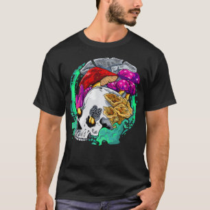 Camiseta Gótico do crânio Morel Mushroom Caça Mycologia Psi