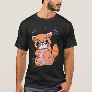 Camiseta Gótico do Pastel Vermelho Panda Chibi Anime Moon