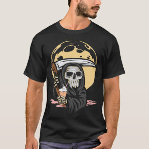Camiseta Gótico Engraçado Sorvete de café da Grim Reaper
