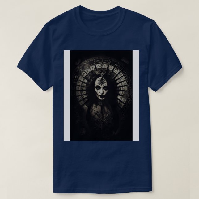 Camiseta Gótico Estilo Tarot Sinistro Roda Da Fortuna 2 (Frente do Design)