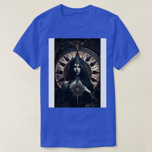 Camiseta Gótico Estilo Tarot Sinistro Roda Da Fortuna 3 (Frente do Design)