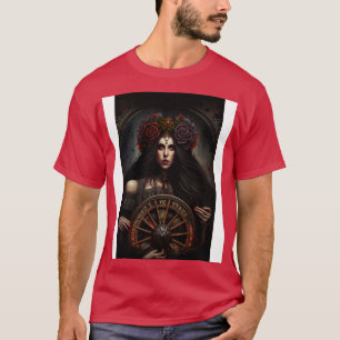 Camiseta Gótico Estilo Tarot Wheel Da Fortuna