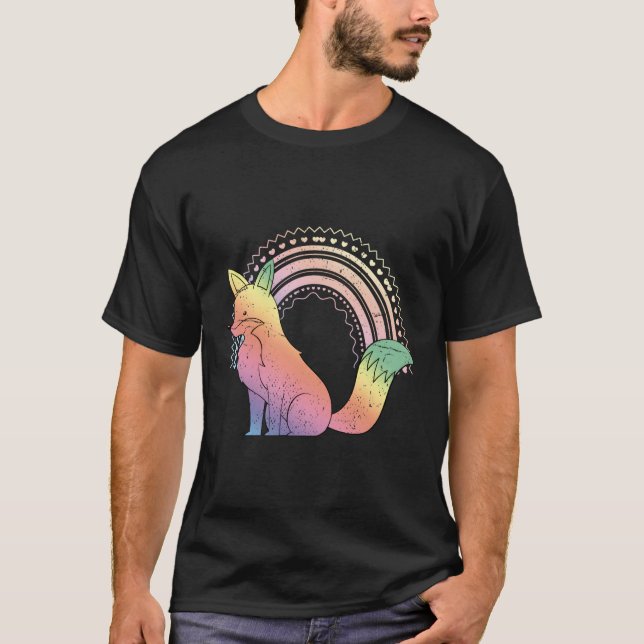 Camiseta Gótico F de Pastel Arco-Íris de animais com estéti (Frente)