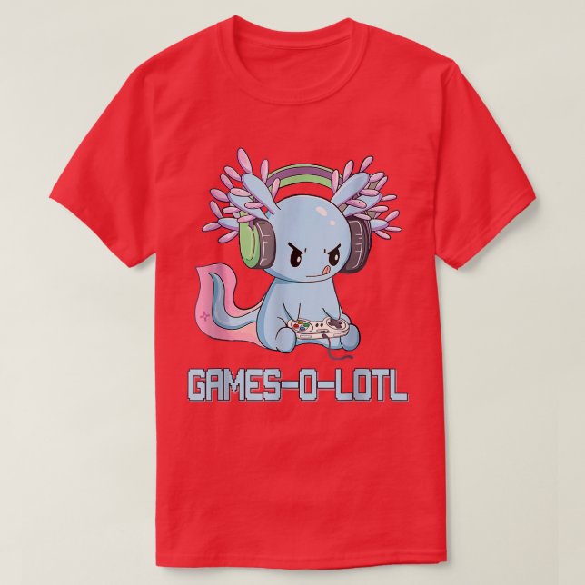 Camiseta Gótico Gamesolotl Axolotl Video Gamer Kawaii Paste (Frente do Design)