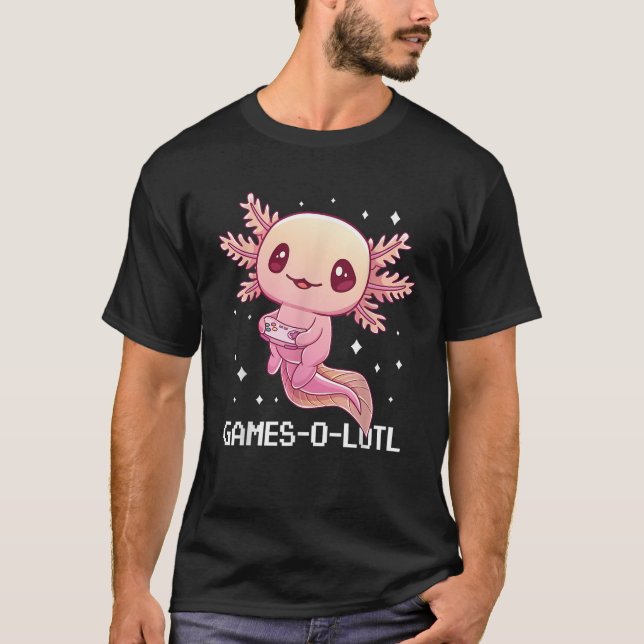 Camiseta Gótico Gamesolotl Axolotl Video Gamer Kawaii Paste (Frente)