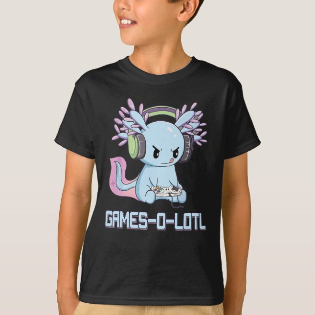 Camiseta Gótico Gamesolotl Axolotl Video Gamer Kawaii Paste (Frente)