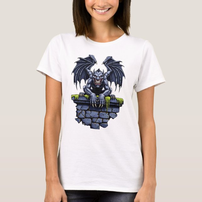 Camiseta Gótico Gargoyle: Um Guardião da Noite (Frente)