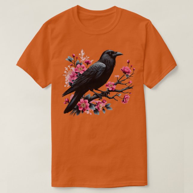 Camiseta Gótico Gótico Escuro Escuro Raven Crow Tree Pur (Frente do Design)