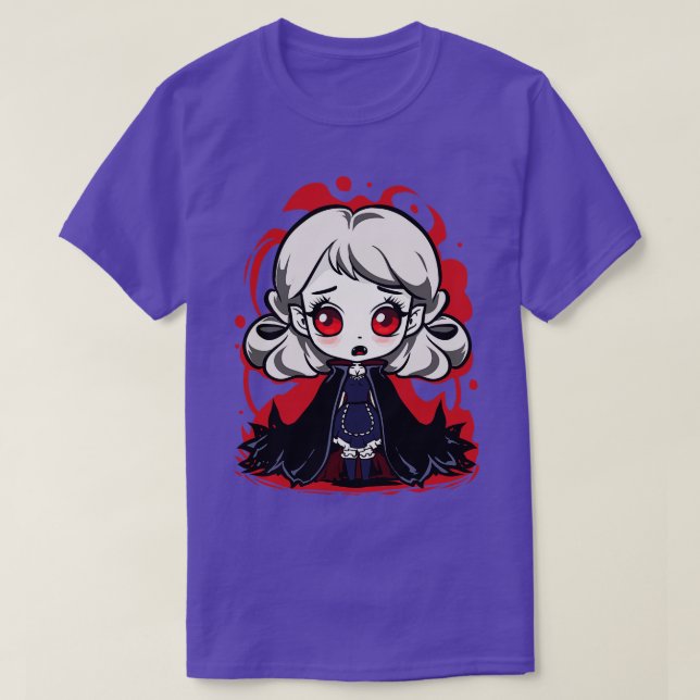 Camiseta Gótico Halloween Chibi Vampire Girl (Frente do Design)