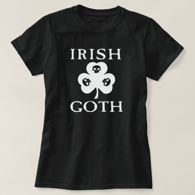 Camiseta Gótico irlandês Shamrock Skulls (Frente do Design)
