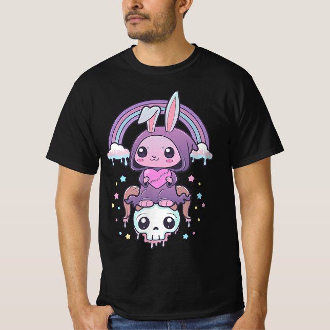 Camiseta Gótico Kawaii Pastel Coelho Cachorro (Frente)