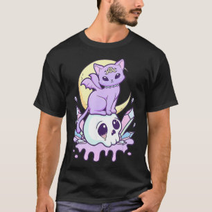 Camiseta Gótico Kawaii Pastel Cute Creepy Witchy Cat e Sku