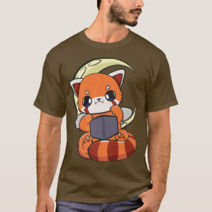 Camiseta Gótico Kawaii Pastel Red Panda Ler Animação do Liv