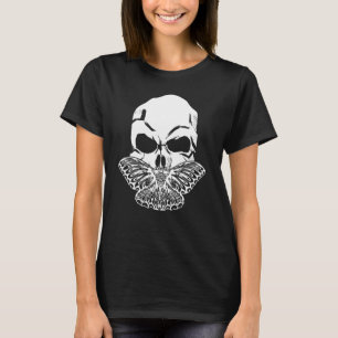 Camiseta Gótico Luna Moth Butterfly Skull Emo Punk Rock Ins