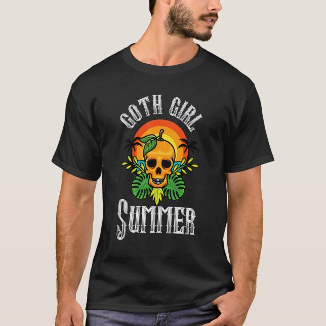 Camiseta Gótico Menina de Verão Estética Laranja Gótica Dar (Frente)