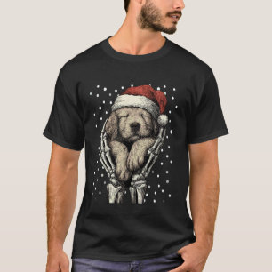Camiseta Gótico Natal Golden Retriever Chapéu de Papai Noel
