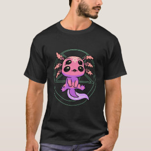 Camiseta Gótico Pastel Axolotl Pentagram Gótico Satânico Wa