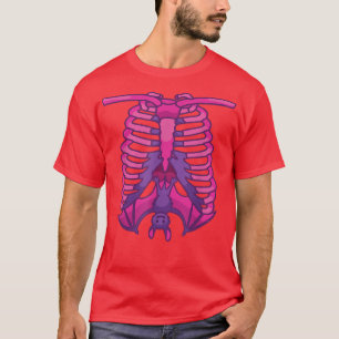 Camiseta Gótico Pastel Kawaii Bat Ribcage Homens góticos