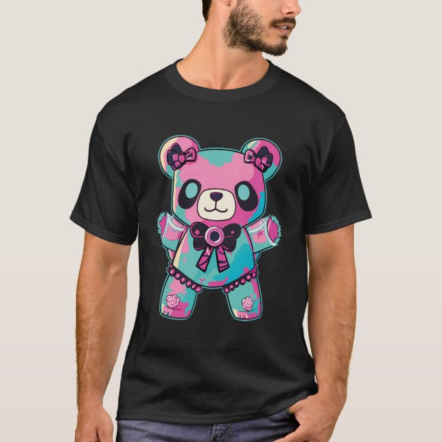 Camiseta Gótico Pastel Teddy Bear Cute assustador Anime jap (Frente)