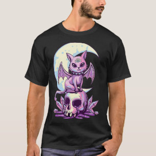 Camiseta Gótico Pastel Wiccan Cat Cute Creepy Cat Cat Cat e