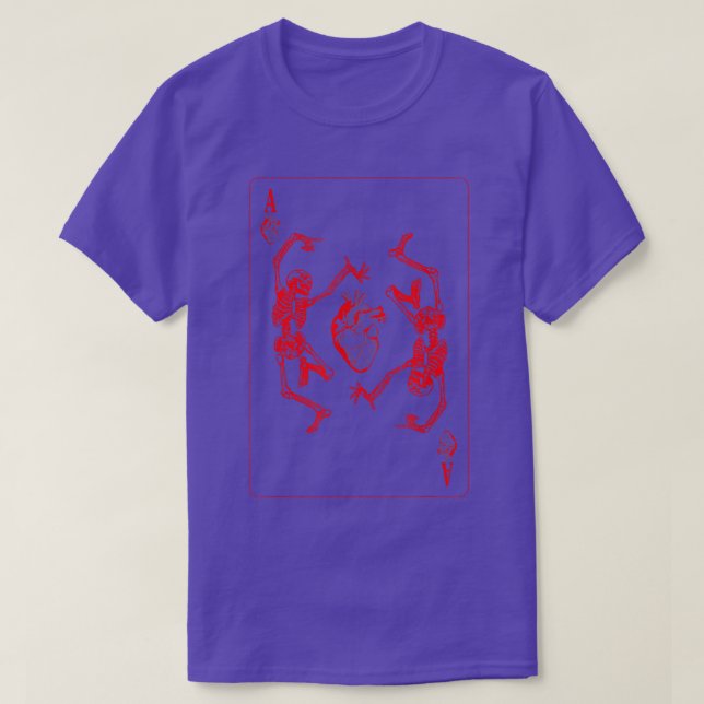 Camiseta Gótico Punk Ace Of Hearts Card Gambler Anatomy Ske (Frente do Design)