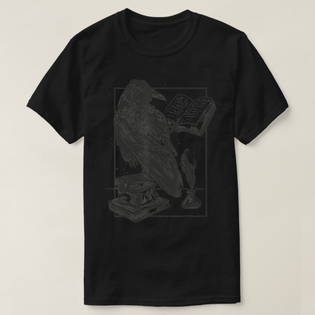 Camiseta Gótico Raven - Occulto Acadêmico Gótico Escuro (Frente do Design)