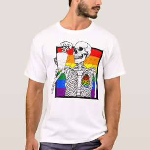 Camiseta Gótico Skeleton Café Gay Lésbica Orgulho Humano