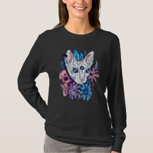 Camiseta Gótico Sphynx Cat Mystic Crystal Cat Witchcraft Gó