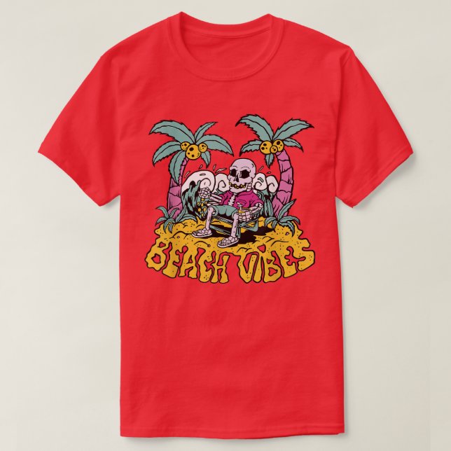 Camiseta Gótico Spooky Beach Vibes Skeleton (Frente do Design)