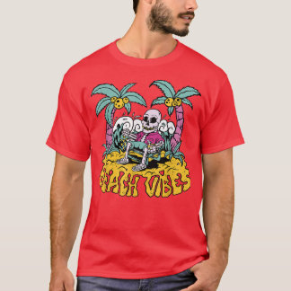 Camiseta Gótico Spooky Beach Vibes Skeleton