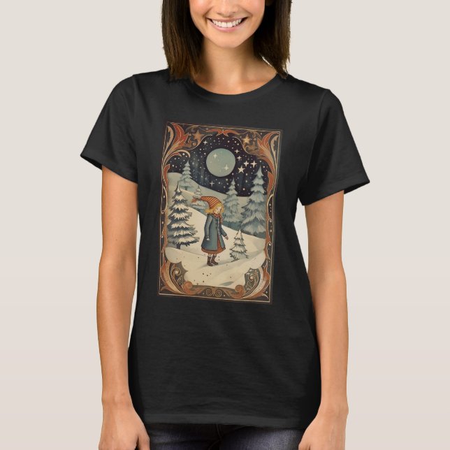 Camiseta Gouache Vintage Retro Christmas (Frente)