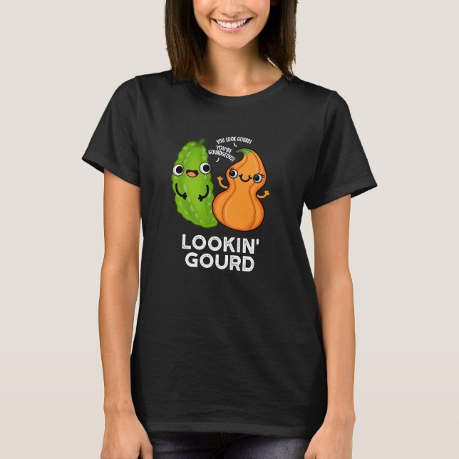 Camiseta Gourd Engraçado Veggie Pun Dark BG (Frente)