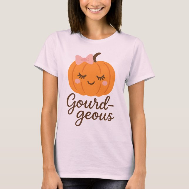 Camiseta Gourd-geous - Engraçado Pumpkin - Halloween (Frente)