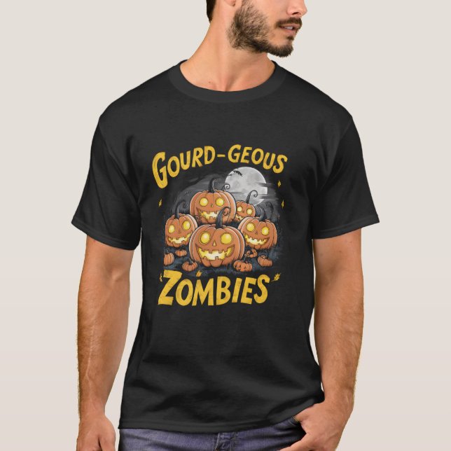 Camiseta Gourd geous Zombies Spookie Zombie Pumpkins engraç (Frente)