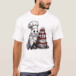Camiseta Gourmet Chef Ghost com Spooky Skull Cake Hallowee