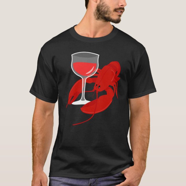 Camiseta Gourmet  Red Wine Wine Lobster Hummer Dinner (Frente)